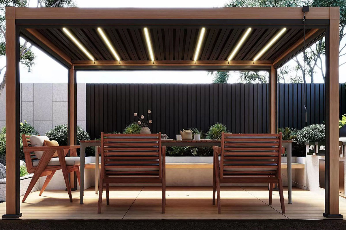 Katie Blake All Weather Heavy Duty Solar Powered Pergola