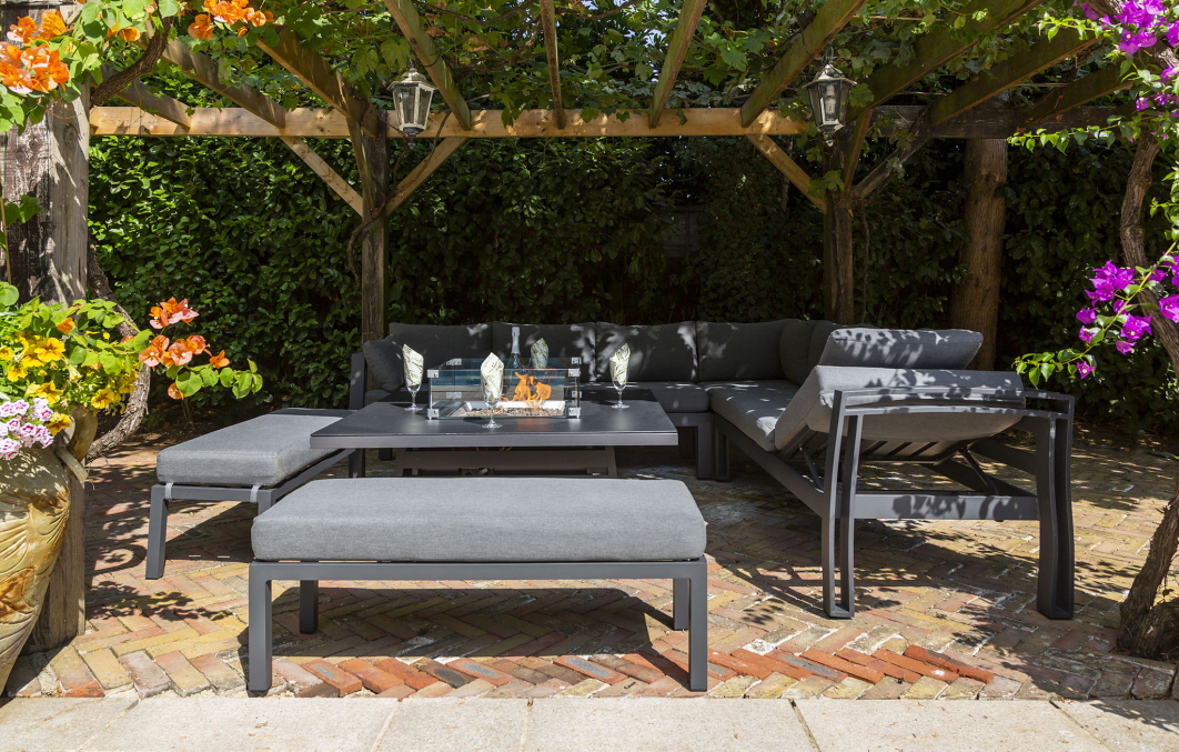 Ashbury Large Corner High / Low Firepit Table Set