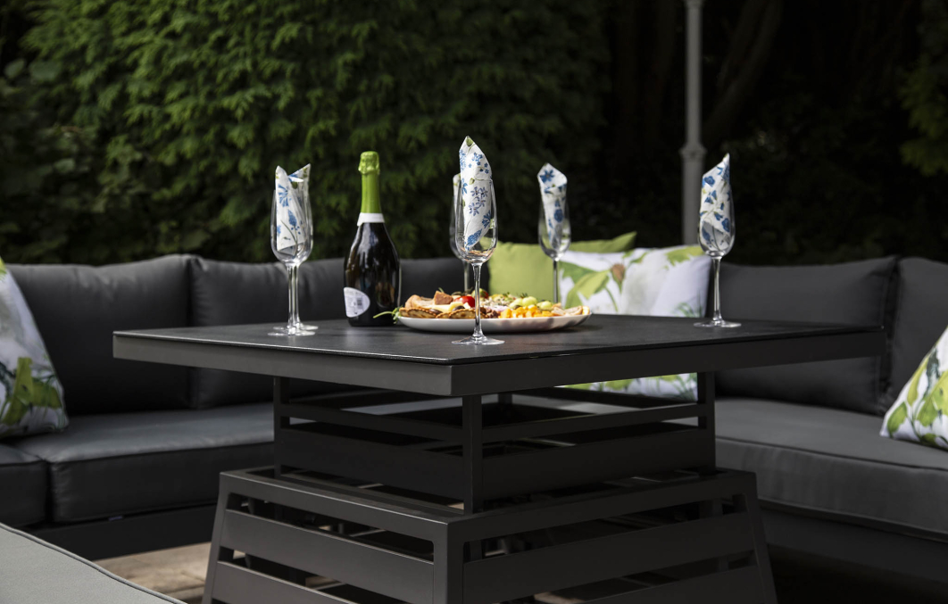 Ashbury Large Corner High / Low Firepit Table Set