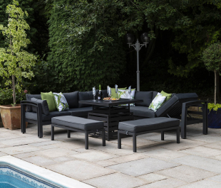 Ashbury Large Corner High / Low Firepit Table Set