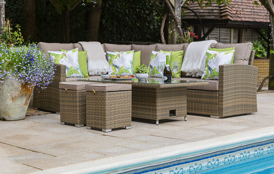 Sandringham Rattan KD Hi Low Rectangular Corner Set