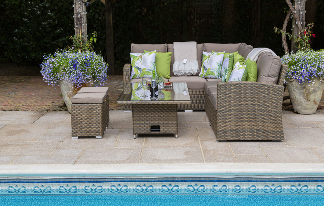 Sandringham Rattan KD Hi Low Rectangular Corner Set