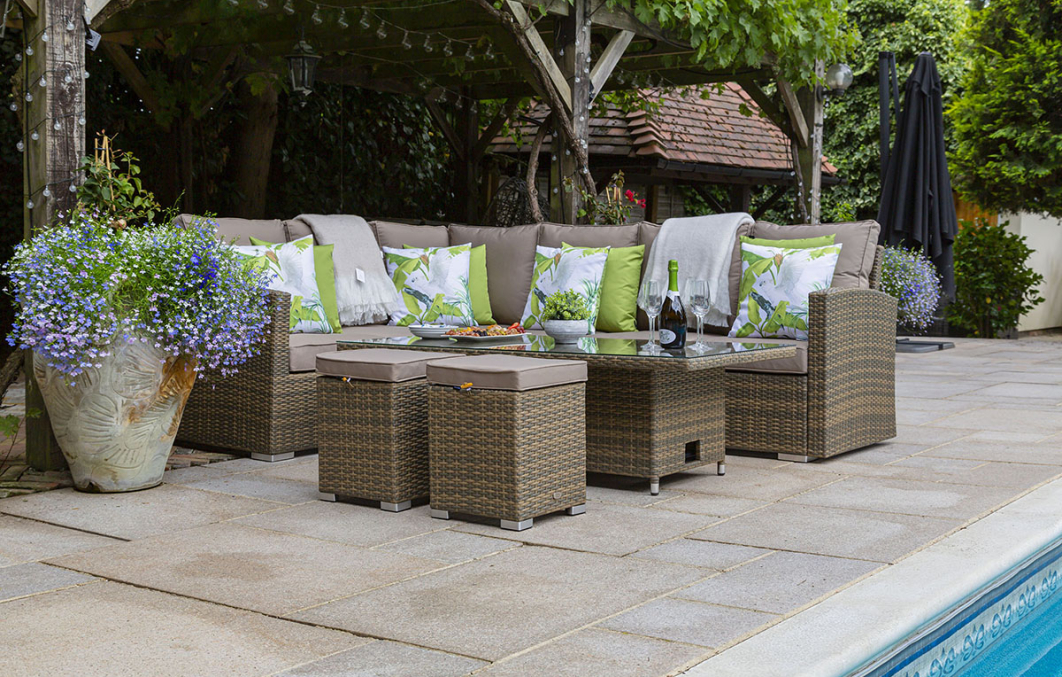 Sandringham Rattan KD Hi Low Rectangular Corner Set