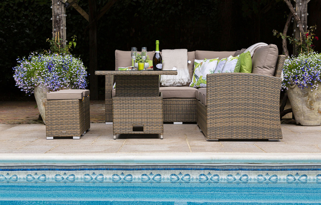 Sandringham Rattan KD Hi Low Rectangular Corner Set