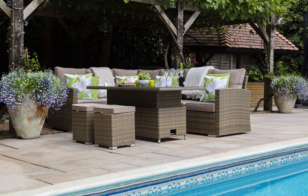 Sandringham Rattan KD Hi Low Rectangular Corner Set