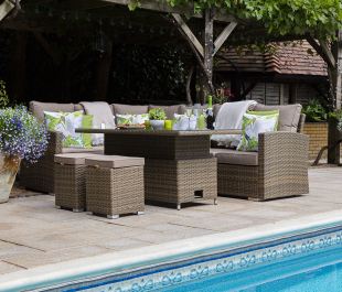 Sandringham Rattan KD Hi Low Rectangular Corner Set