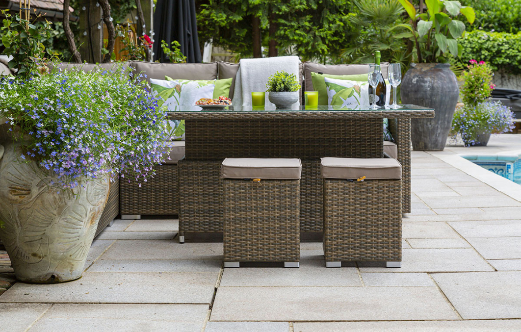 Sandringham Rattan KD Hi Low Rectangular Corner Set