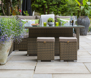 Sandringham Rattan KD Hi Low Rectangular Corner Set