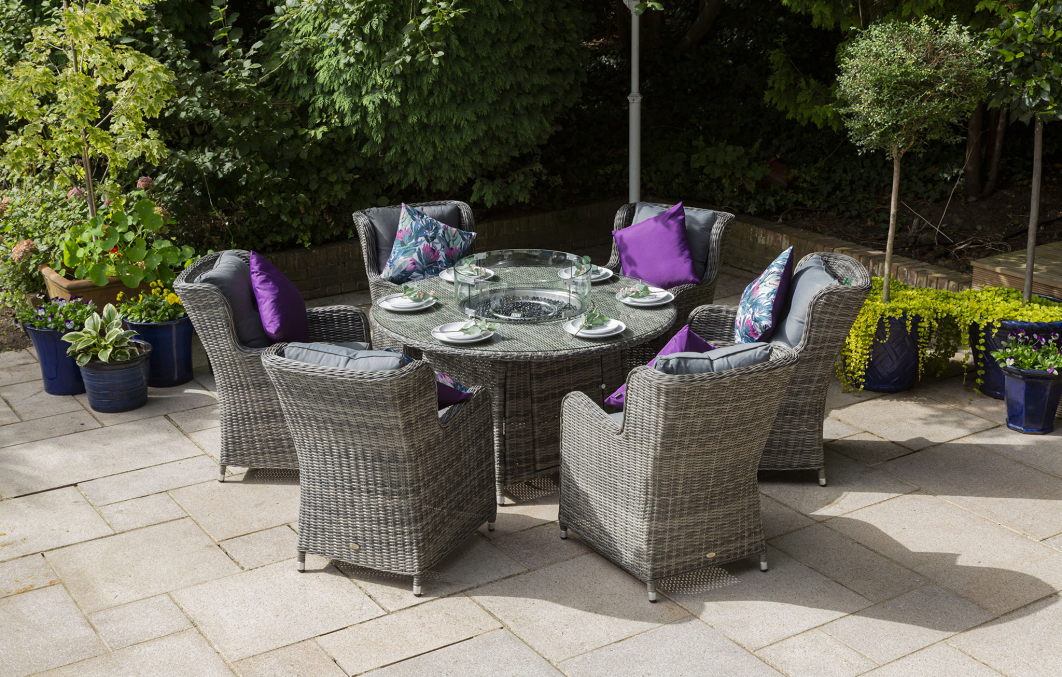 Seville 6 Seater Round Fire Pit Table Set