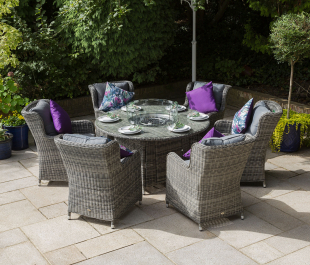 Seville 6 Seater Round Fire Pit Table Set