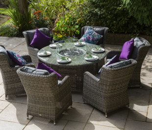 Seville 6 Seater Round Fire Pit Table Set