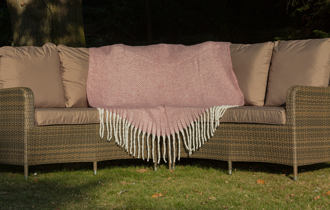 Pink Herringbone Throw Blanket