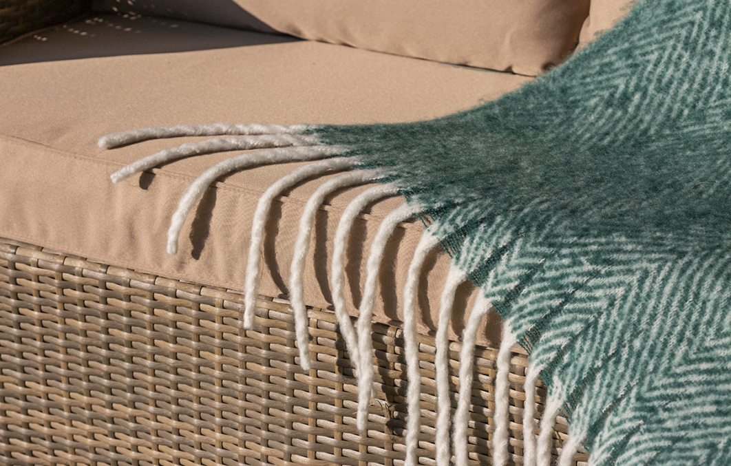 Green Herringbone Throw Blanket