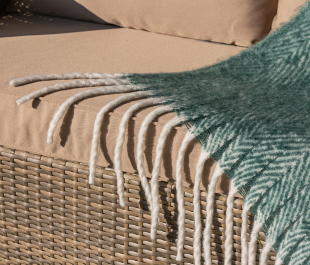 Green Herringbone Throw Blanket