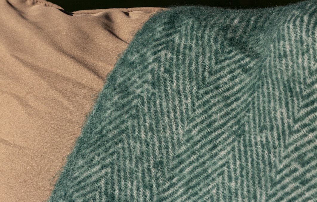 Green Herringbone Throw Blanket