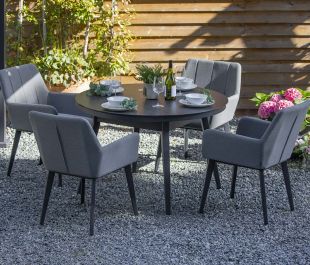 Andora Fabric 4 Garden Dining Chairs and Round Table Set