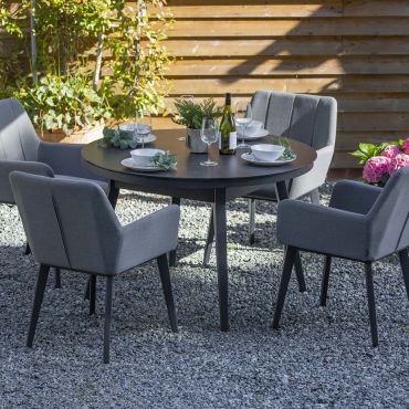 Andora Fabric 4 Garden Dining Chairs and Round Table Set