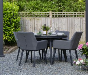 Andora Fabric 4 Garden Dining Chairs and Round Table Set