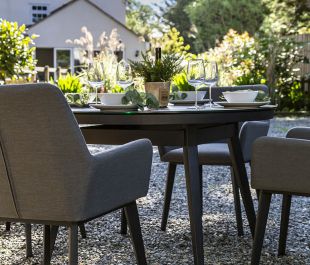 Andora Fabric 4 Garden Dining Chairs and Round Table Set