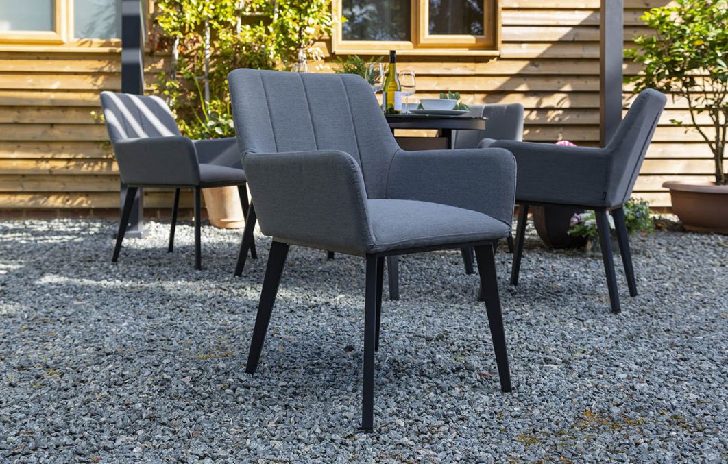 Andora Fabric 4 Garden Dining Chairs and Round Table Set