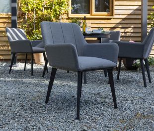 Andora Fabric 4 Garden Dining Chairs and Round Table Set