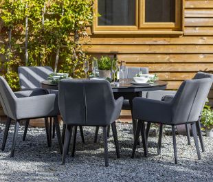 Andora Fabric 6 Garden Dining Chairs and Round Table Set