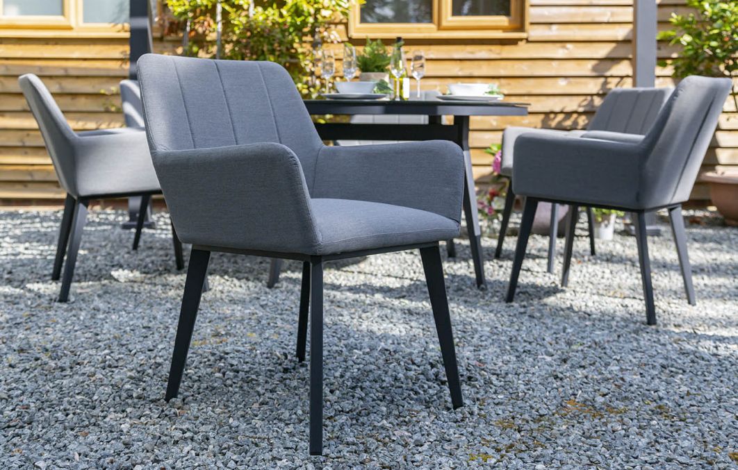 Andora Fabric 6 Garden Dining Chairs and Round Table Set