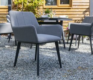 Andora Fabric 6 Garden Dining Chairs and Round Table Set