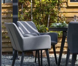 Andora Fabric 6 Garden Dining Chairs and Round Table Set