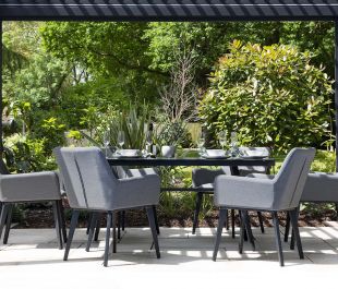 Andora Fabric 6 Garden Dining Chairs and Round Table Set