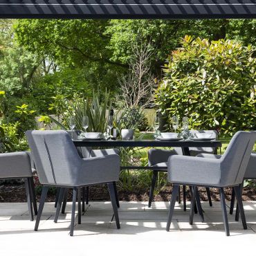 Andora Fabric 6 Garden Dining Chairs and Round Table Set