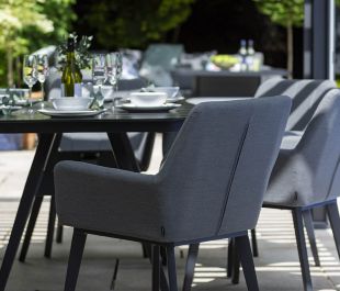 Andora Fabric 6 Garden Dining Chairs and Round Table Set