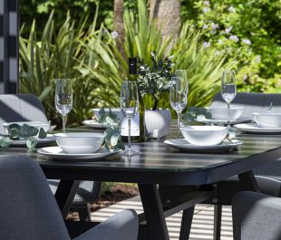 Andora Fabric 6 Garden Dining Chairs and Round Table Set