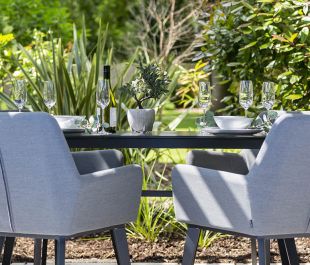 Andora Fabric 6 Garden Dining Chairs and Round Table Set