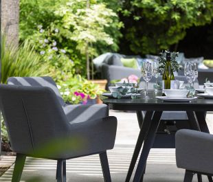 Andora Fabric 6 Garden Dining Chairs and Round Table Set