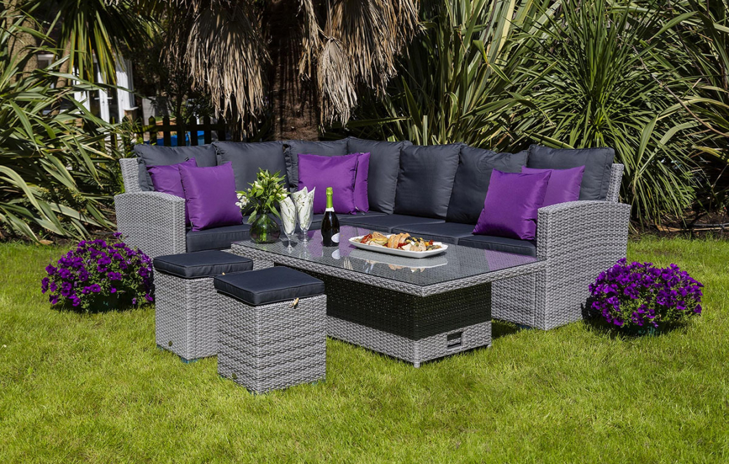 Sandringham Rattan KD Hi Low Rectangular Corner Set