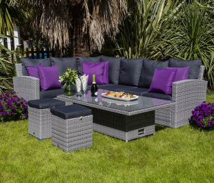 Sandringham Rattan KD Hi Low Rectangular Corner Set