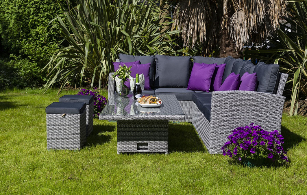 Sandringham Rattan KD Hi Low Rectangular Corner Set