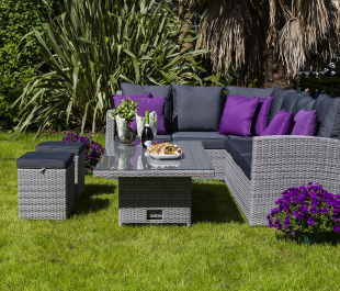 Sandringham Rattan KD Hi Low Rectangular Corner Set