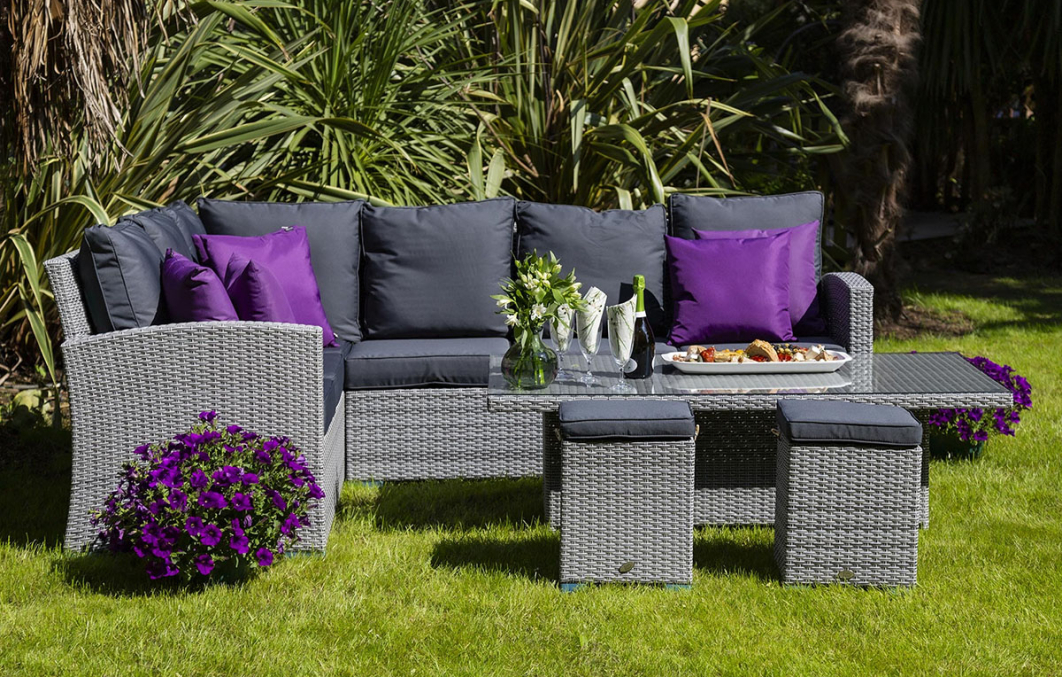 Sandringham Rattan KD Hi Low Rectangular Corner Set