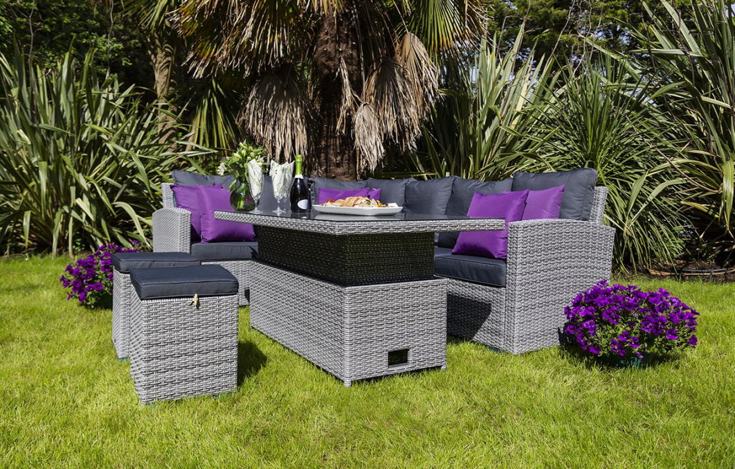 Sandringham Rattan KD Hi Low Rectangular Corner Set