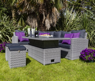 Sandringham Rattan KD Hi Low Rectangular Corner Set