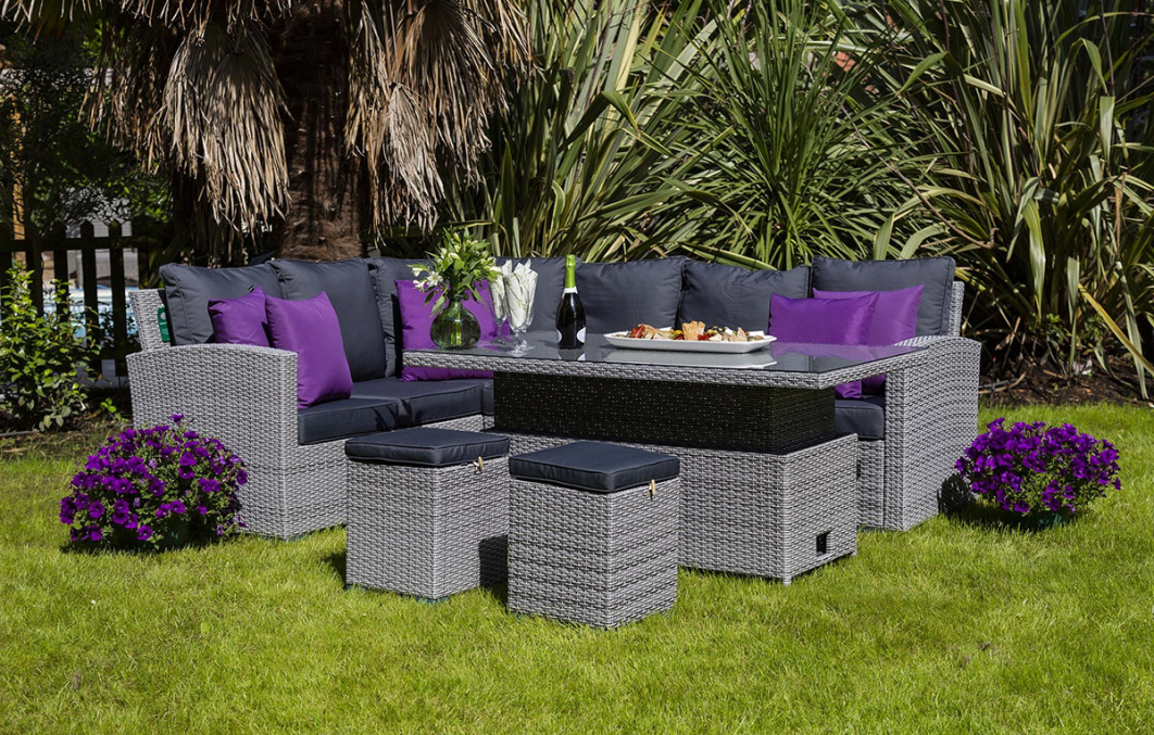 Sandringham Rattan KD Hi Low Rectangular Corner Set