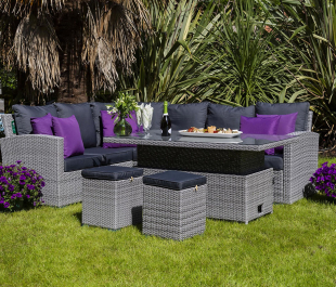 Sandringham Rattan KD Hi Low Rectangular Corner Set