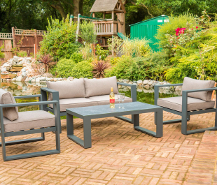 Aluminium 2 Seat Garden Sofa Lounging Set