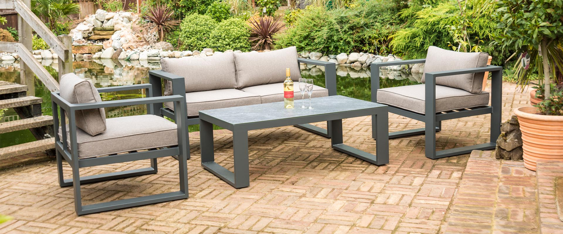 Aluminium 2 Seat Garden Sofa Lounging Set