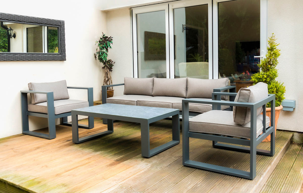 Aluminium 3 Seat Garden Sofa Lounging Set