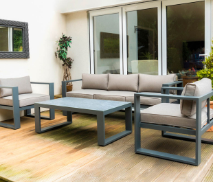 Aluminium 3 Seat Garden Sofa Lounging Set