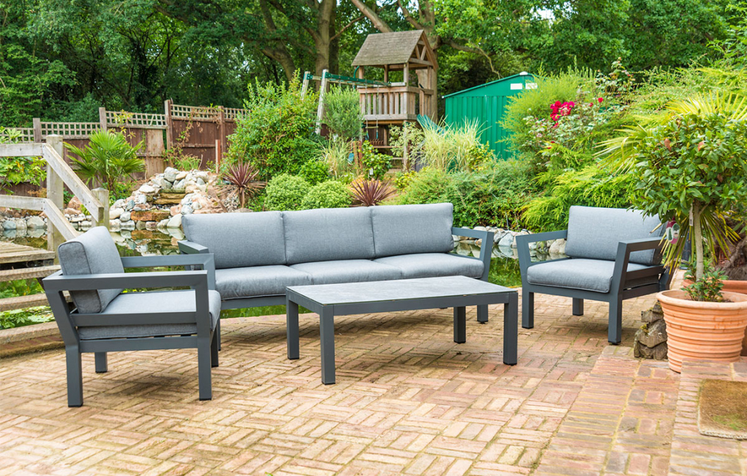 Aluminium 3 Seat Garden Sofa Lounging Set