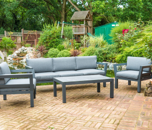 Aluminium 3 Seat Garden Sofa Lounging Set